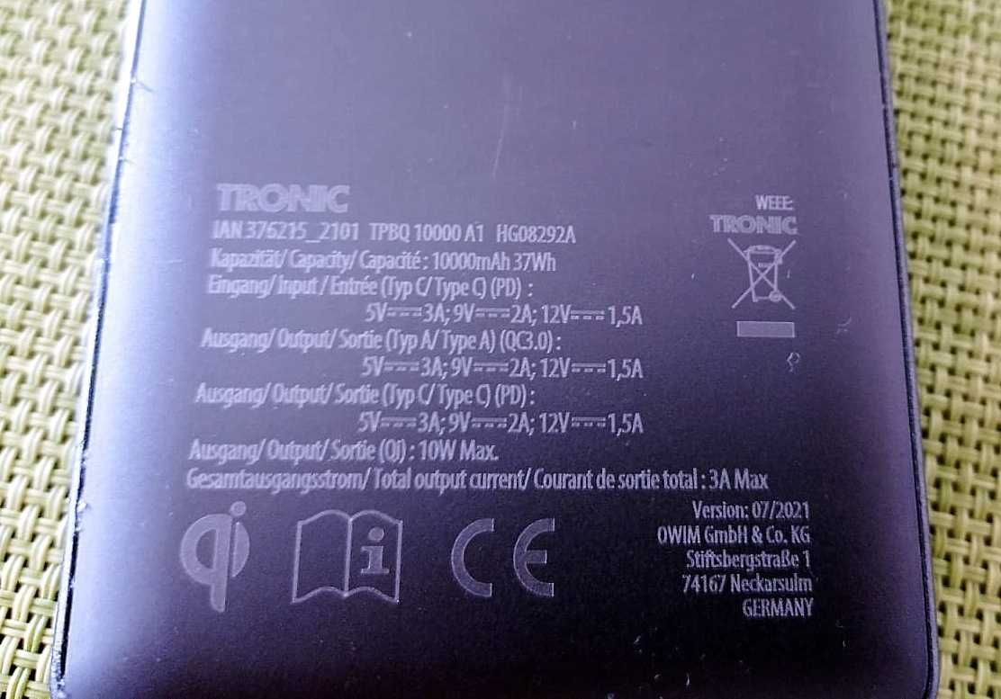 Powerbank TRONIC typ: TPBQ 10000 A1