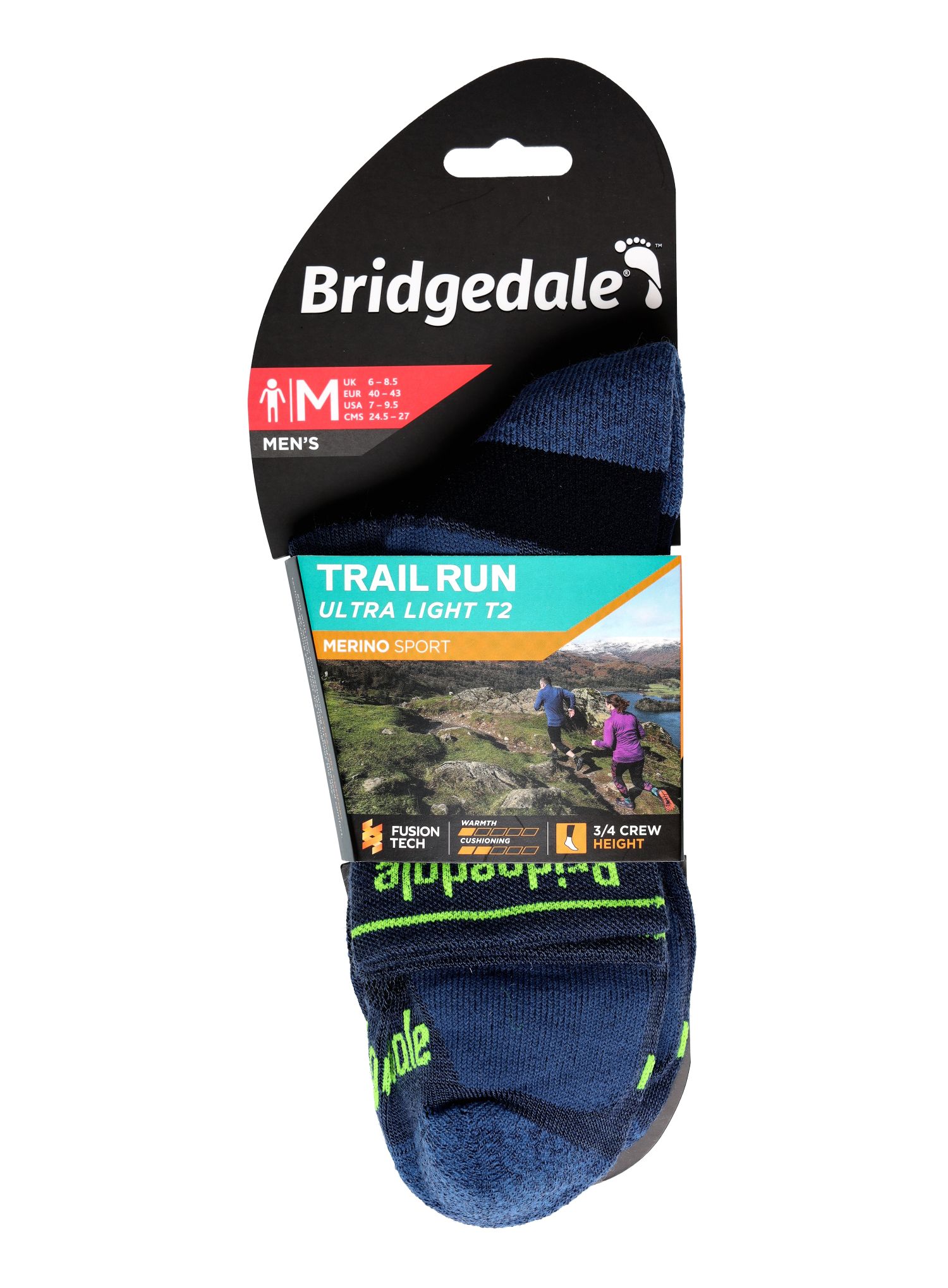 Skarpety biegowe Bridgedale Ultra Lt T2 Merino Sport 3/4 Crew 48+