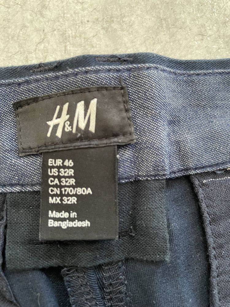 Męskie spodnie H&M granatowe