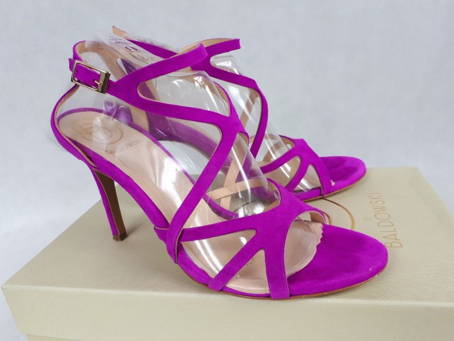 Sandały BALDOWSKI zamsz fuksja róż gladiatorki rzemyki 38 cudo