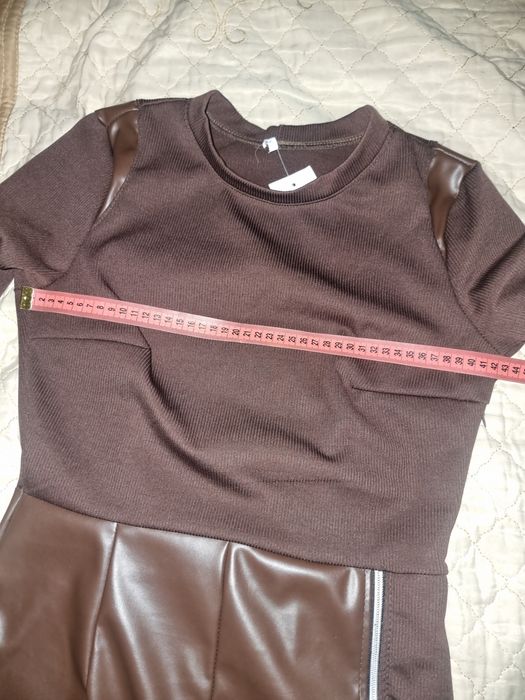 Святкова сукня в рубчик + еко шкіра, трендова жіноча сукня