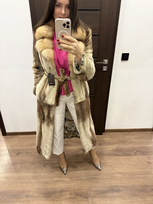 Futro naturalne z norek strzyzone XS S 135 cm dlugosci