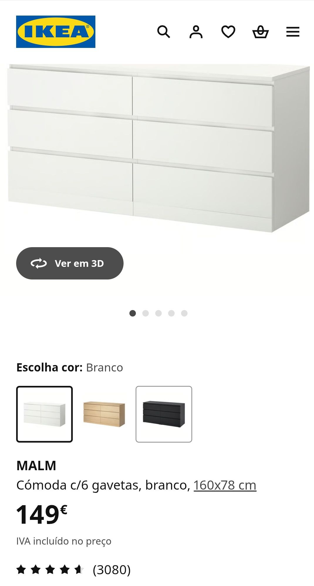 Aparador IKEA Malm 6 gavetas