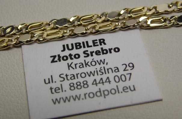 Złoty dwukolorowy łańcuszek 55 cm. 2,5 mm.