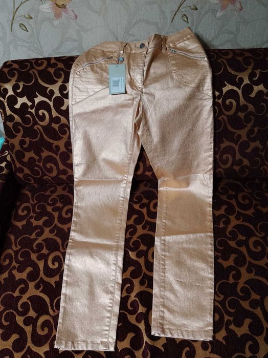 джинсы новые женские ("золотые")  праздничные новогодние супер креатив