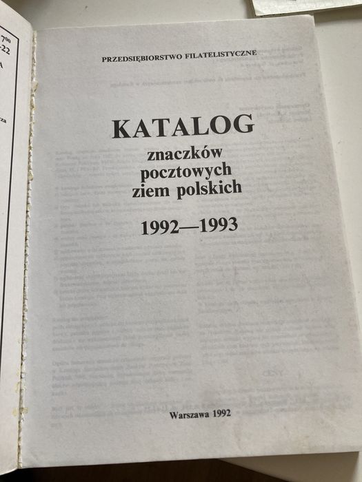 Katalog znaczków pocztowych ziem polskich 1992