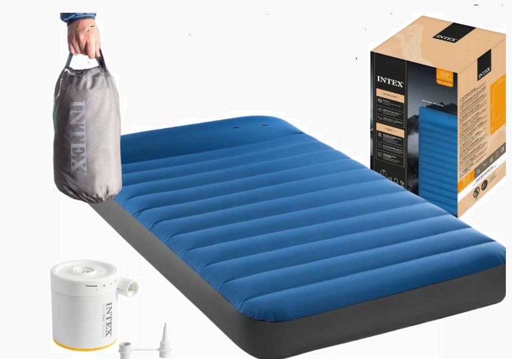 Intex 64011 Materac Dmuchany +pompka Turystyczny Kempingowy pod namiot