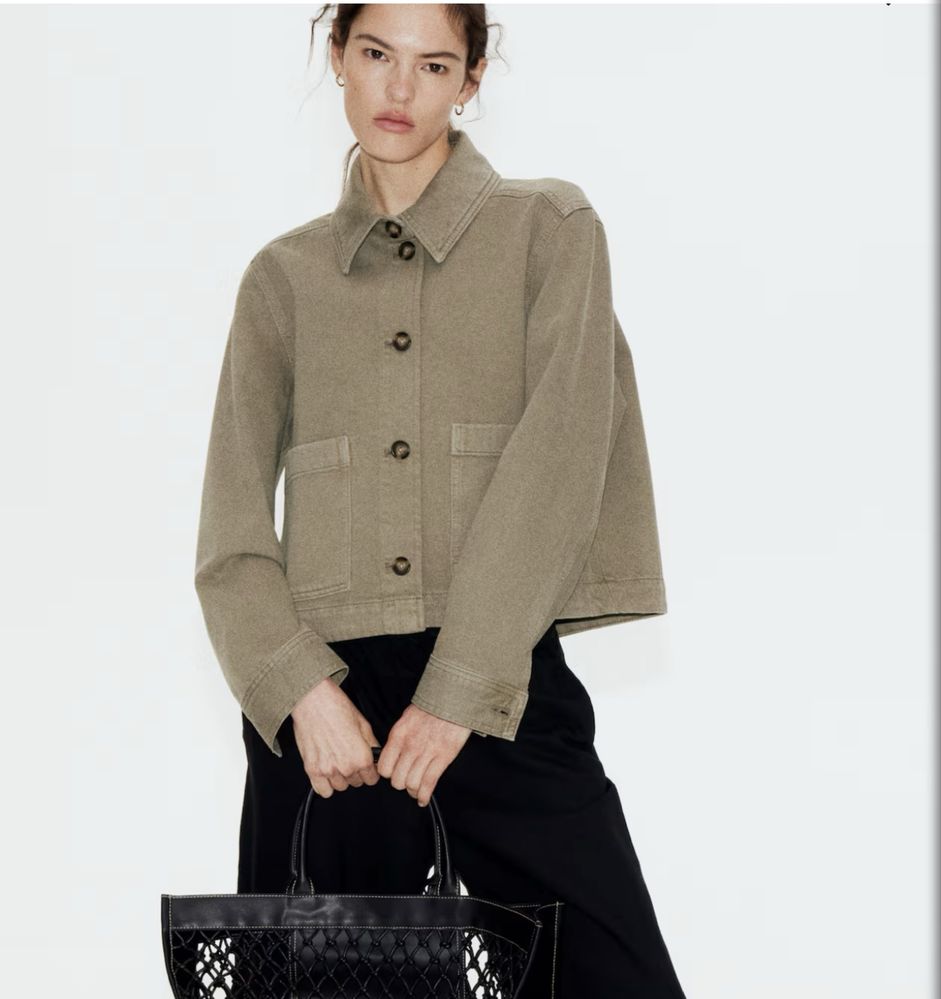 Джинсова куртка S-М, кольору хакі, H&M