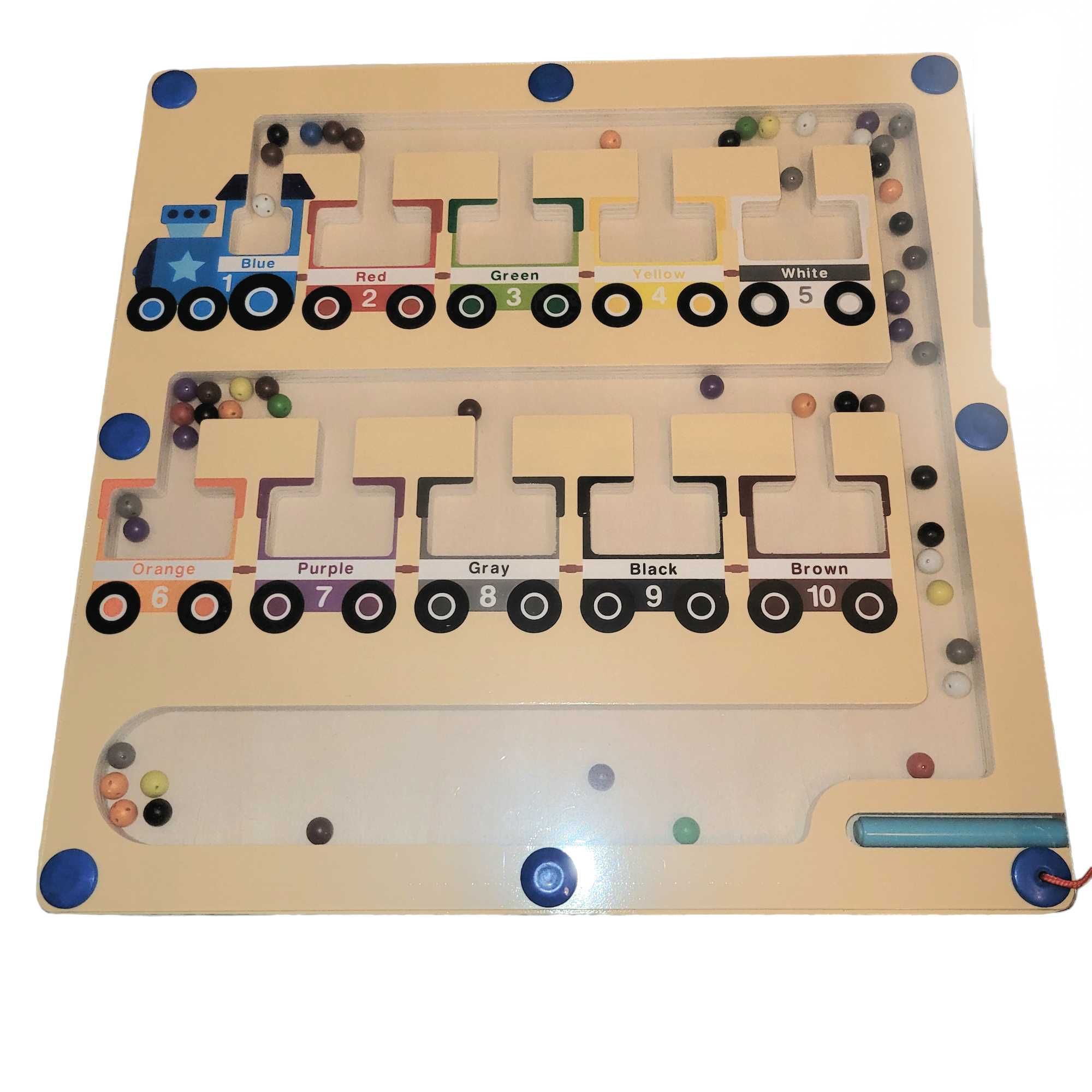 Nowa drewniana zabawka magnetyczna labirynt układanie kolorów #203