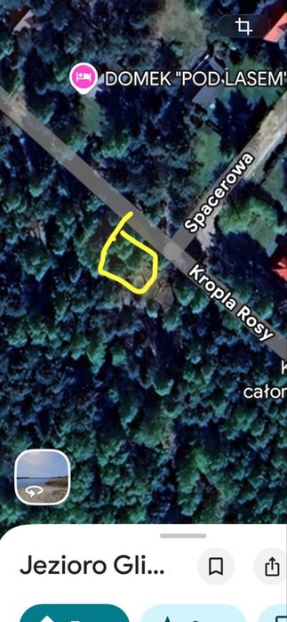 Dzialka Orchówek jezioro Glinki