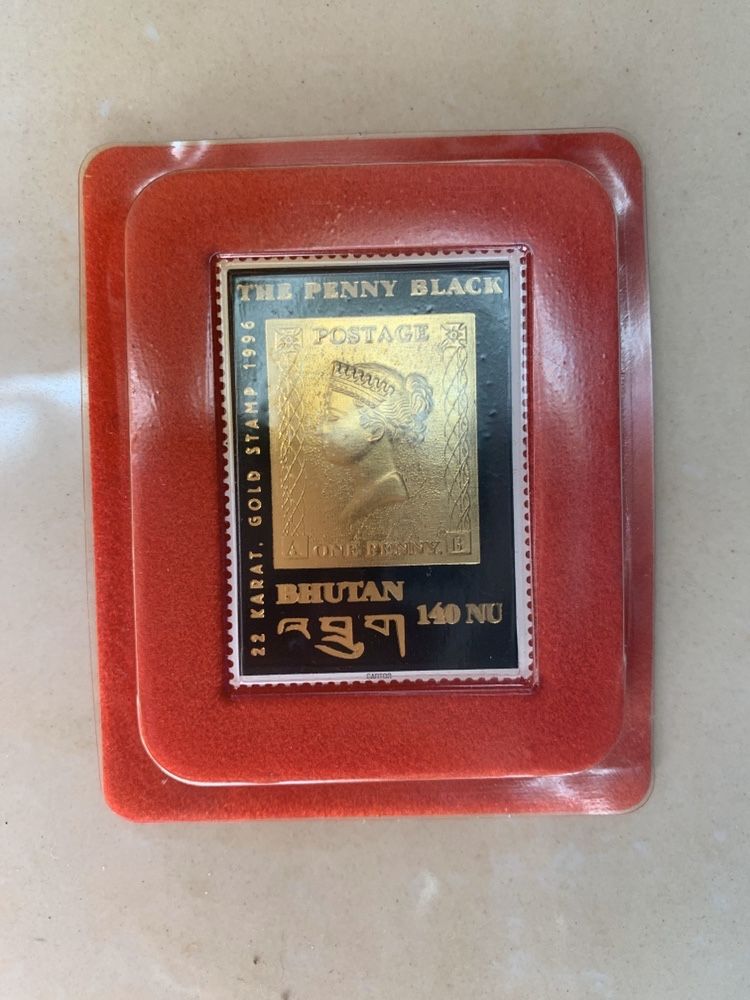 The penny black Bhutan 22 karta Gold