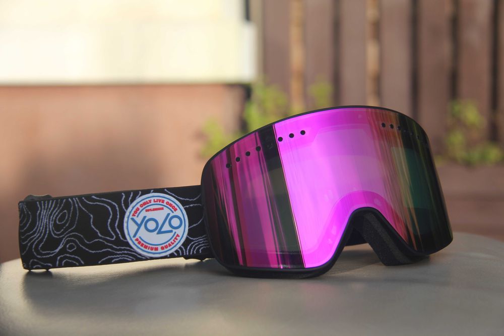 Gogle narciarskie snowbordowe YOLO PINK + POLARYZACJA ZESTAW PUDEŁKO