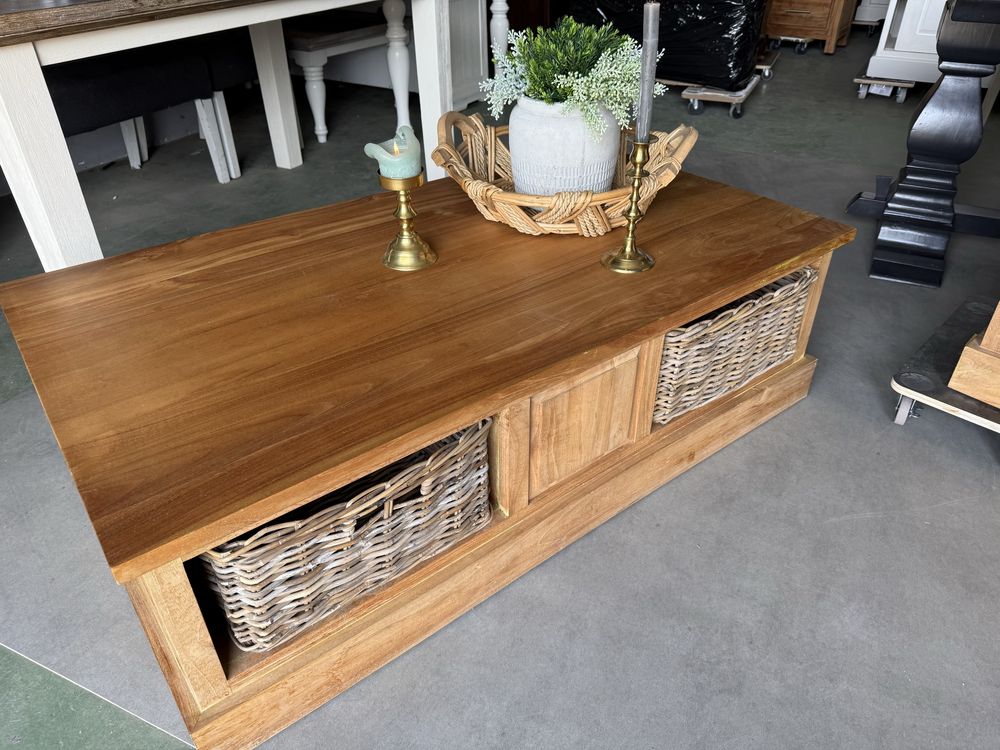 Stolik ława drewniany rustykalny farmhouse rattan wiklina NA TARAS