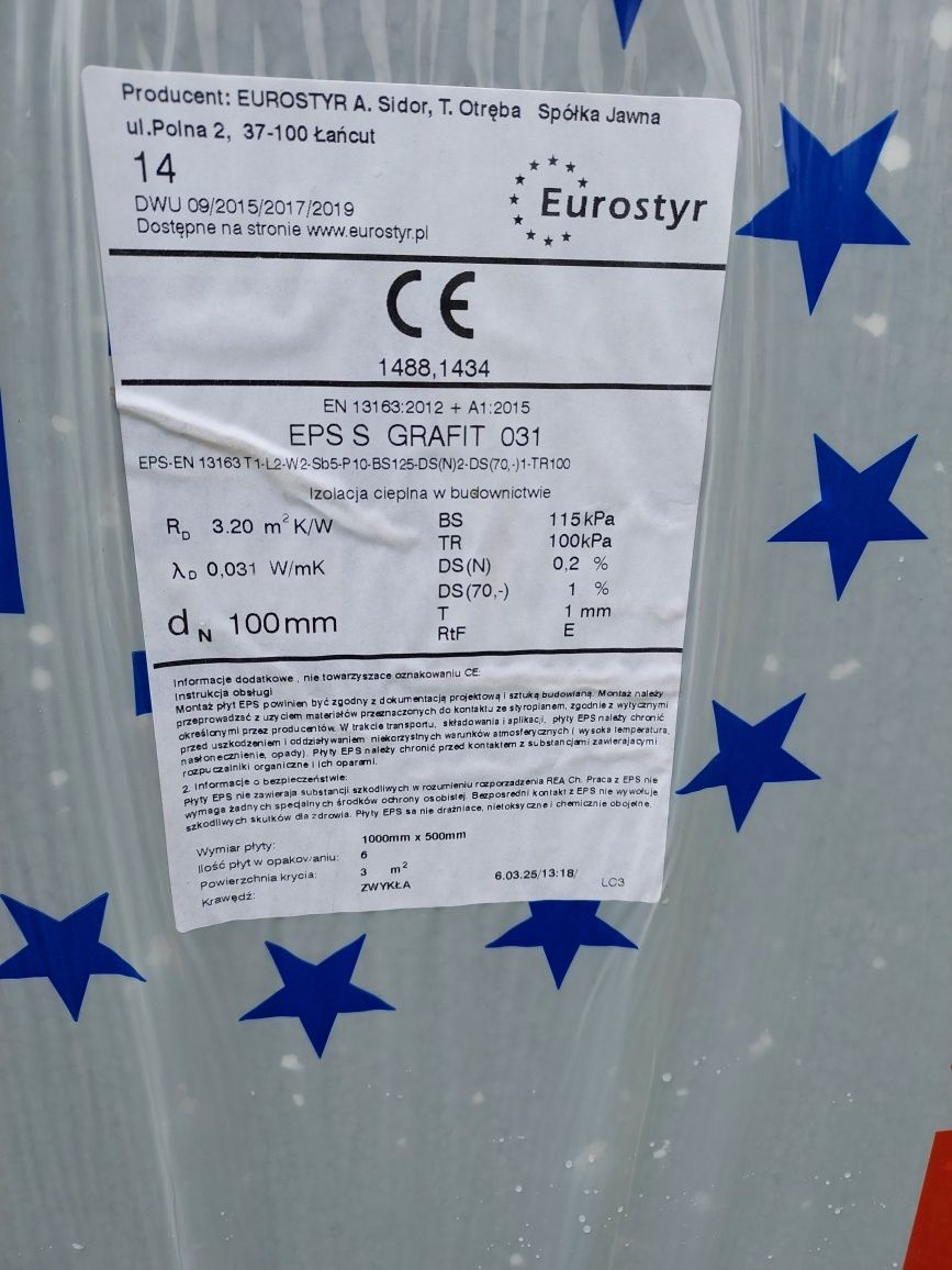 Styropian grafitowy 10 0,031 31 lambda Eurostyr