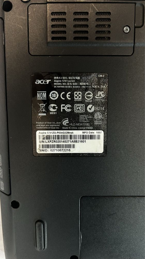 Notbook acer aspire 5741