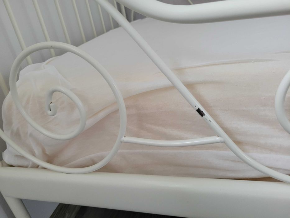 Łóżko regulowane Minnien Ikea Metalowe Kremowe 206x85 cm