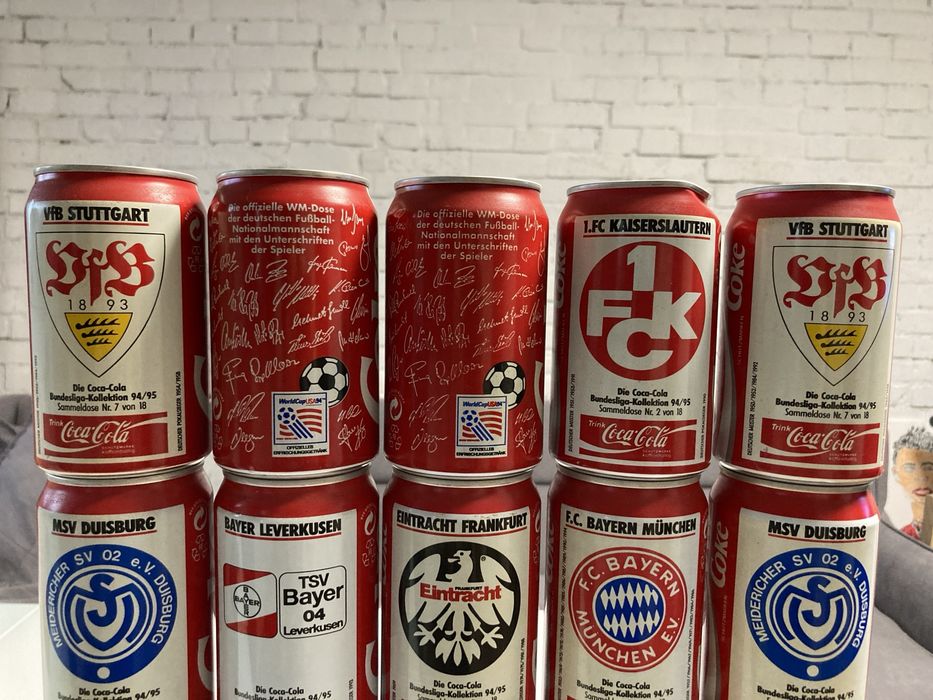 Puszki kolekcjonerskie coca-cola 20szt bundesliga Niemcy 94/95