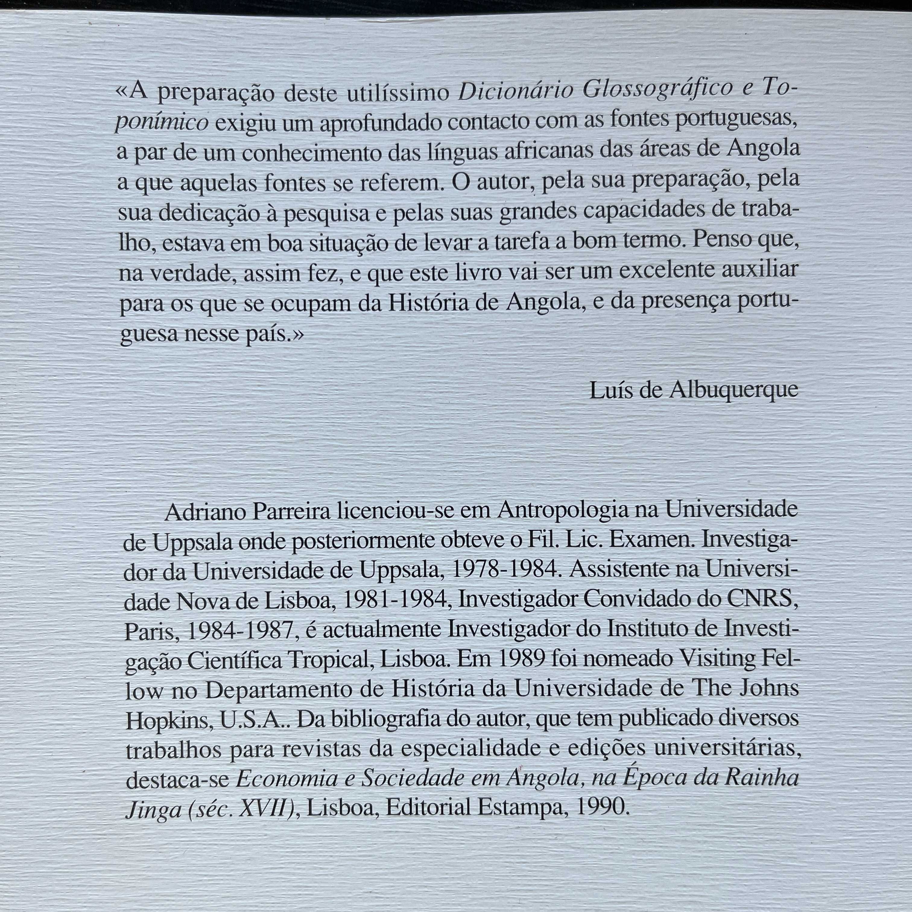 Adriano Parreira - Dicionário Glossográfico e Toponímico Angola