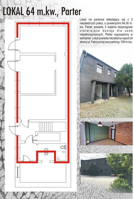 LOKAL 64 m.kw. parter Fabryczna 2