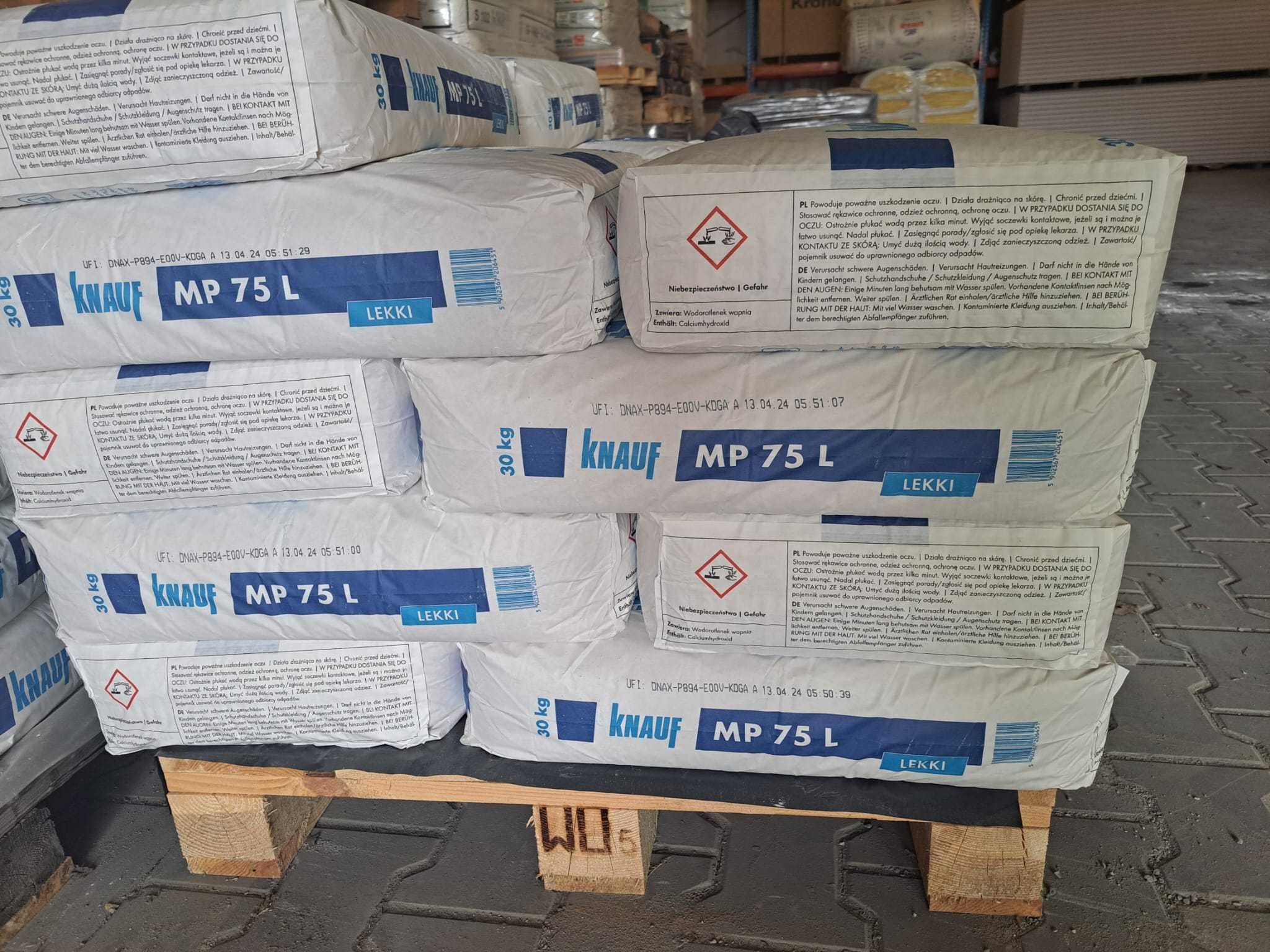 Knauf Tynk Maszynowy Gipsowy MP75L 30 kg Lekki