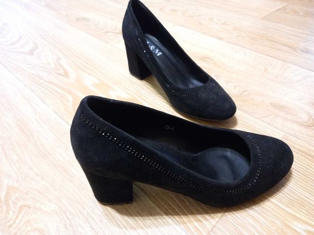Туфли чёрные замшевые