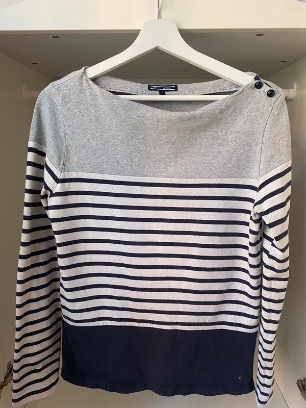 Tommy Hilfiger bluzka sweter w stylu marynarskim logo bawełna