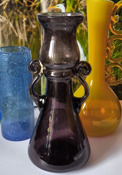 Wazon Łysa Góra antico piękne stare kolorowe szkło destrukt