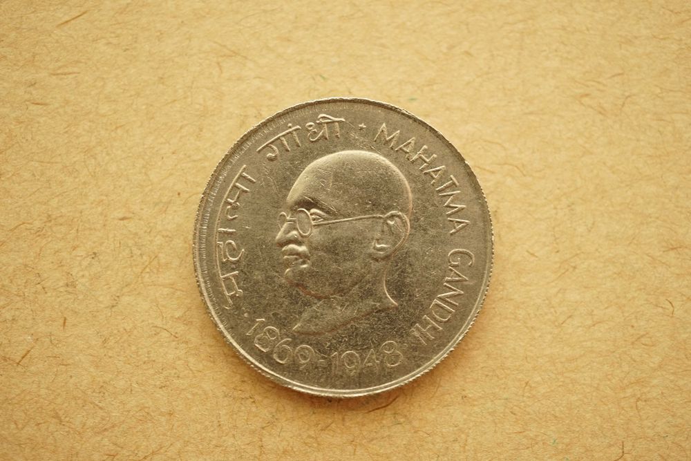 Moeda de One Rupee GANGHI da Índia, 1948