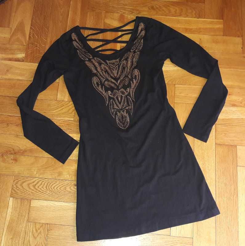 Czarna mini sukienka F&F xs paski na plecach