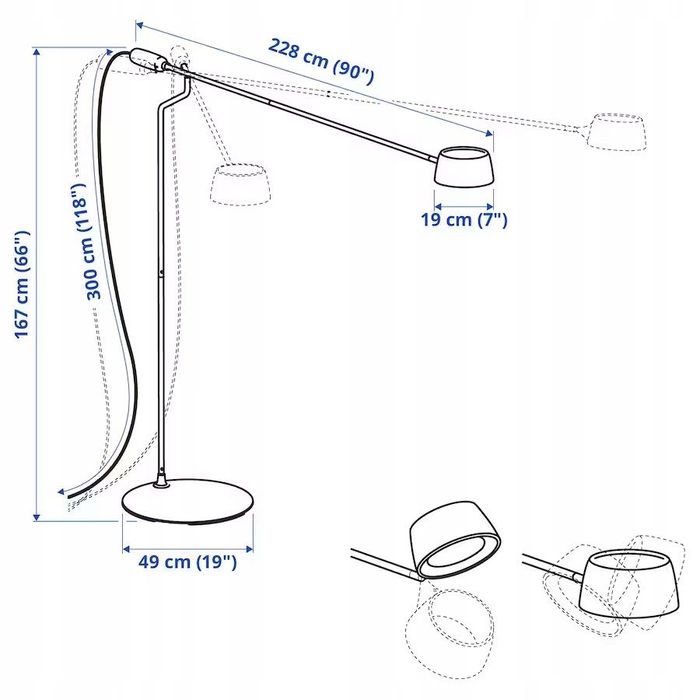 IKEA VAGHOJD Lampa podłogowa LED, można przyciemniać czarny