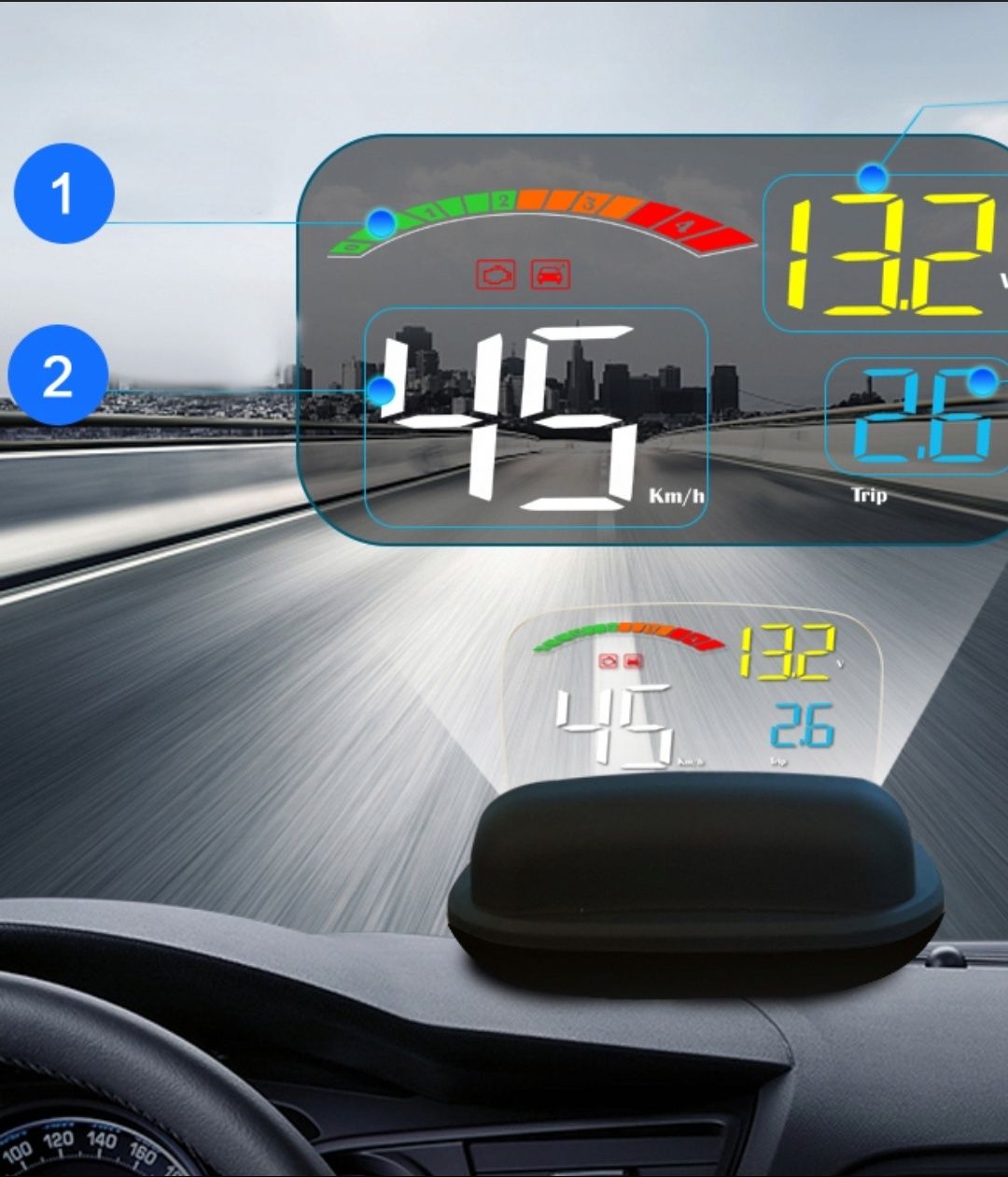 Wyświetlacz hud projektor LED LCD HUD OBD2 GPS C800