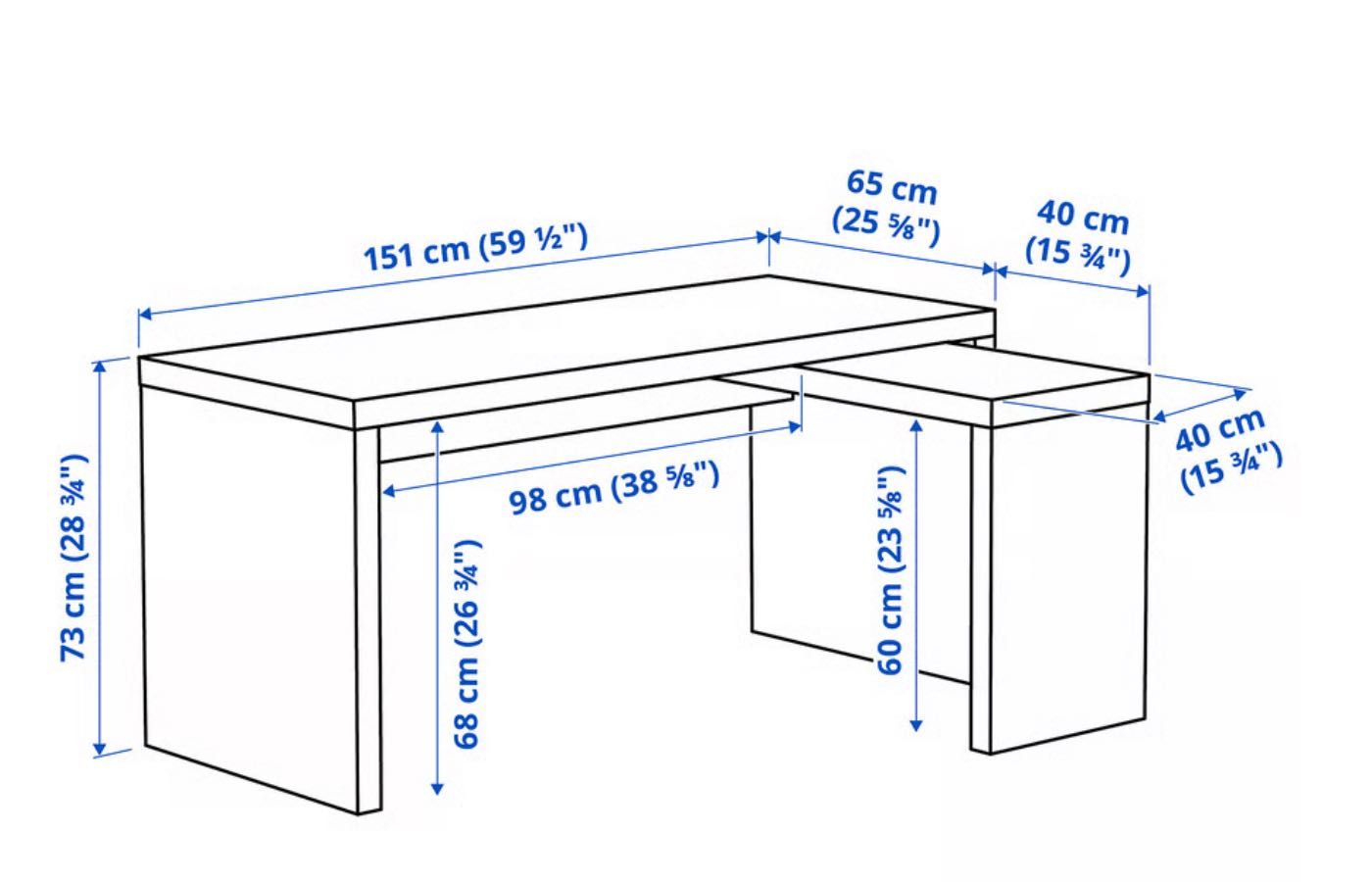 Biurko z wysuwanym panelem - IKEA, model MALM