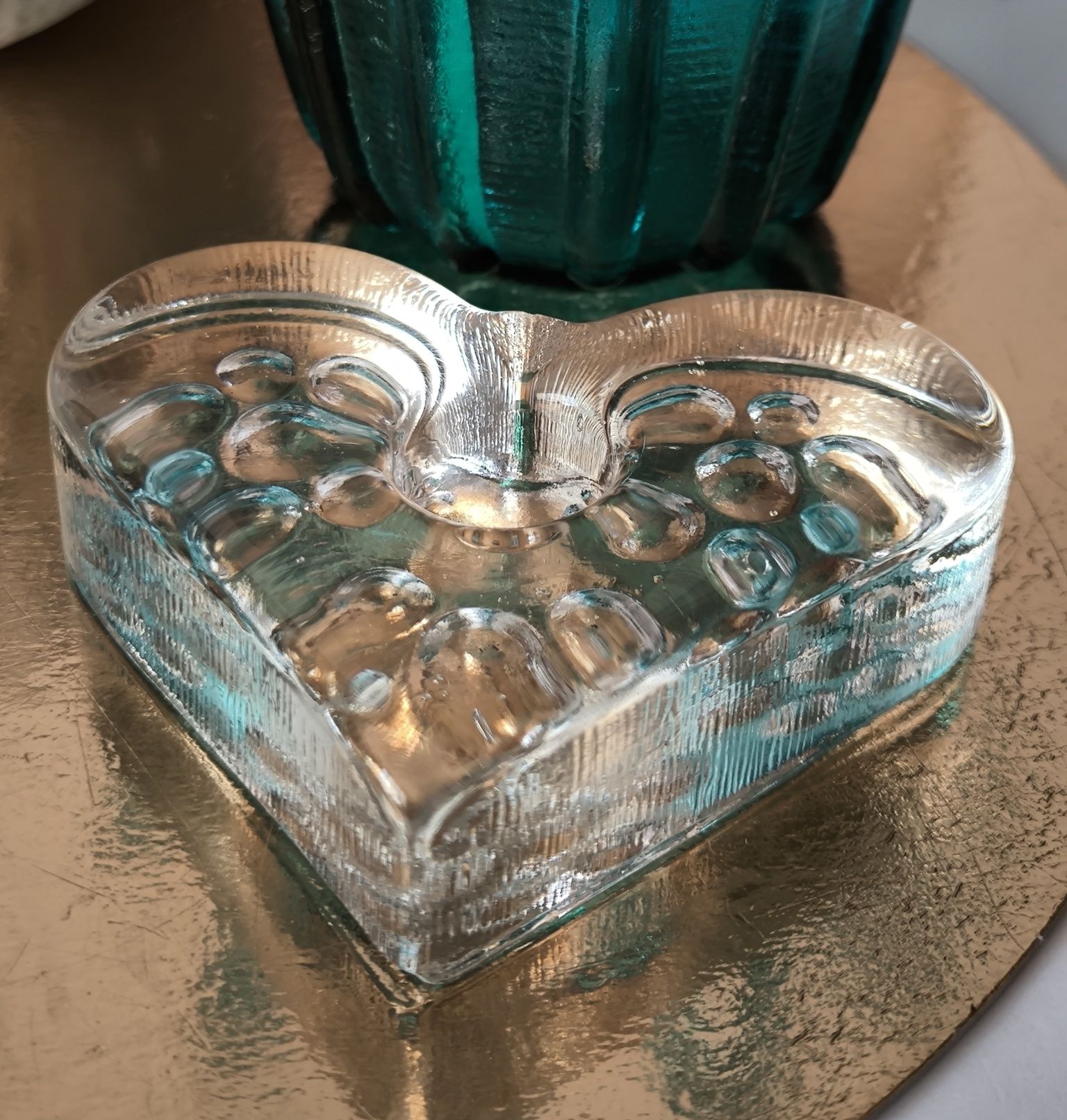 Świeczniki serca piękne stare Skandynawskie szkło 2+ 1 gratis