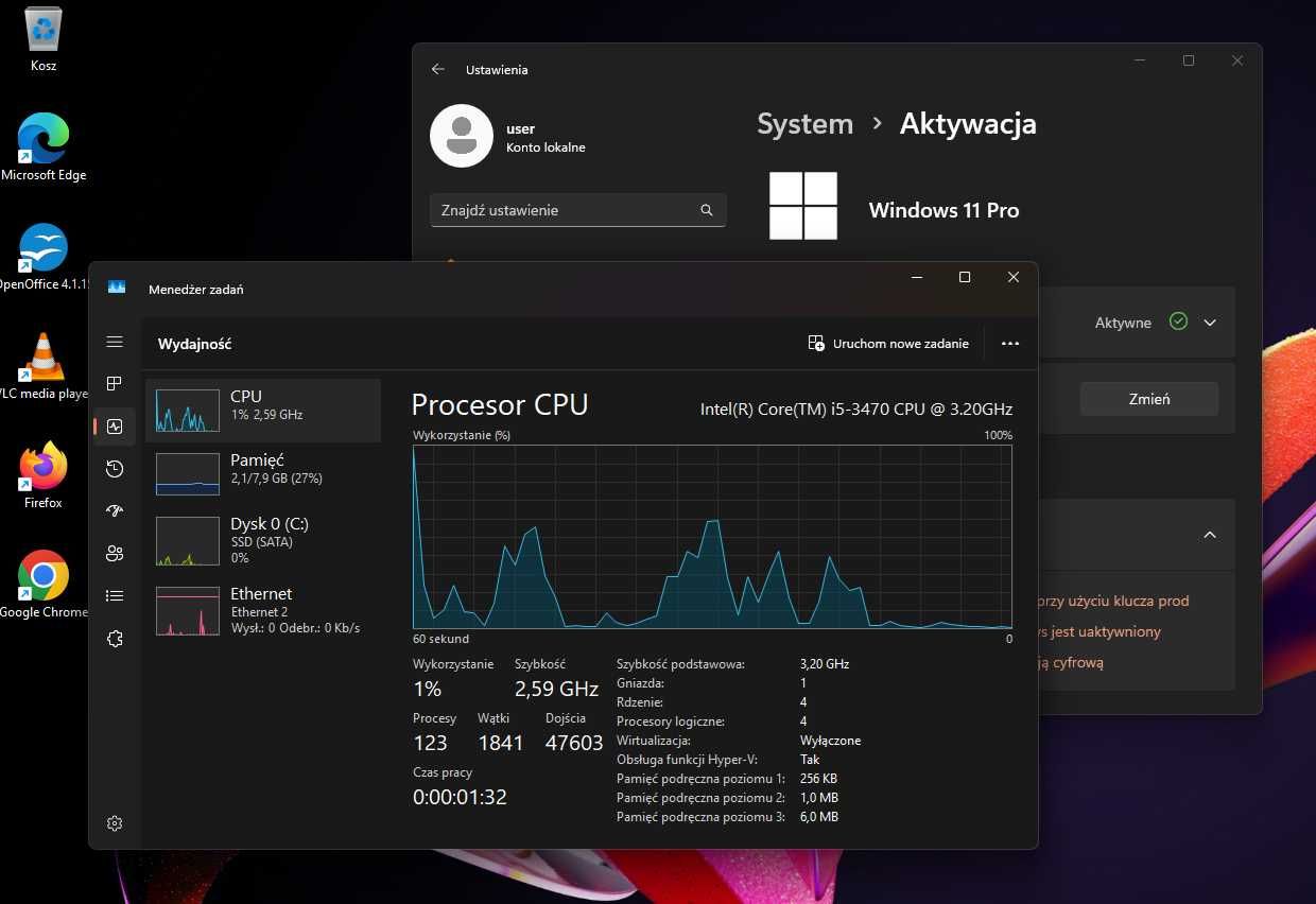 Komputer HP Elite 8300 SFF I5 4 x 3.2GHz 8/256GB SSD Win11