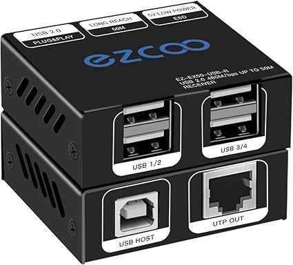 Przedłużacz USB  50 m 4-portowy HUB USB 2.0 firmy Cat5e Cat6