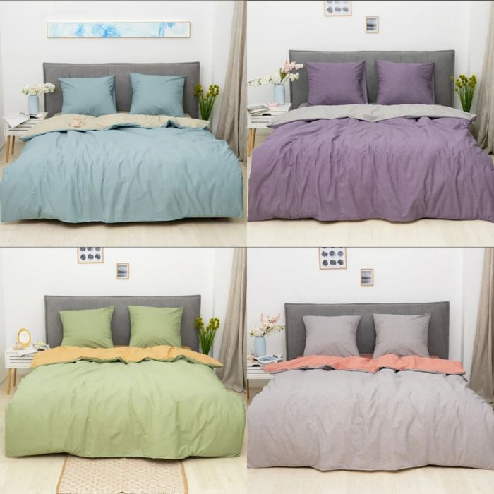 Viluta однотонні комплекти. Є і з простирадлом на резинці. Ранфорс.