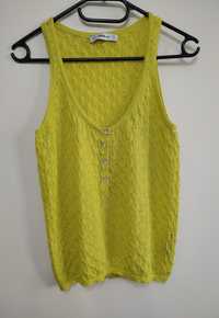 Bluzka na ramiączkach Zara S / 36 / 8 żółto zielony kolor. Bawełna