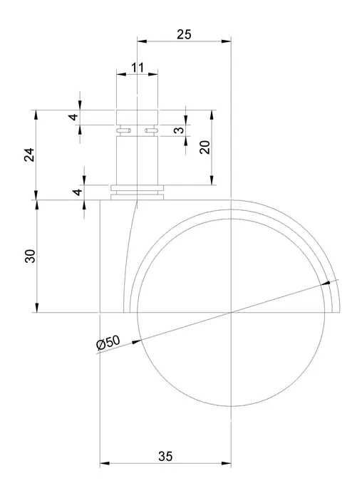 Kółka meblowe fi 50 mm - 5 szt.