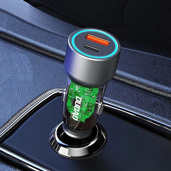 Ładowarka samochodowa Dudao R4T 30W USB-A / USB-C - szara