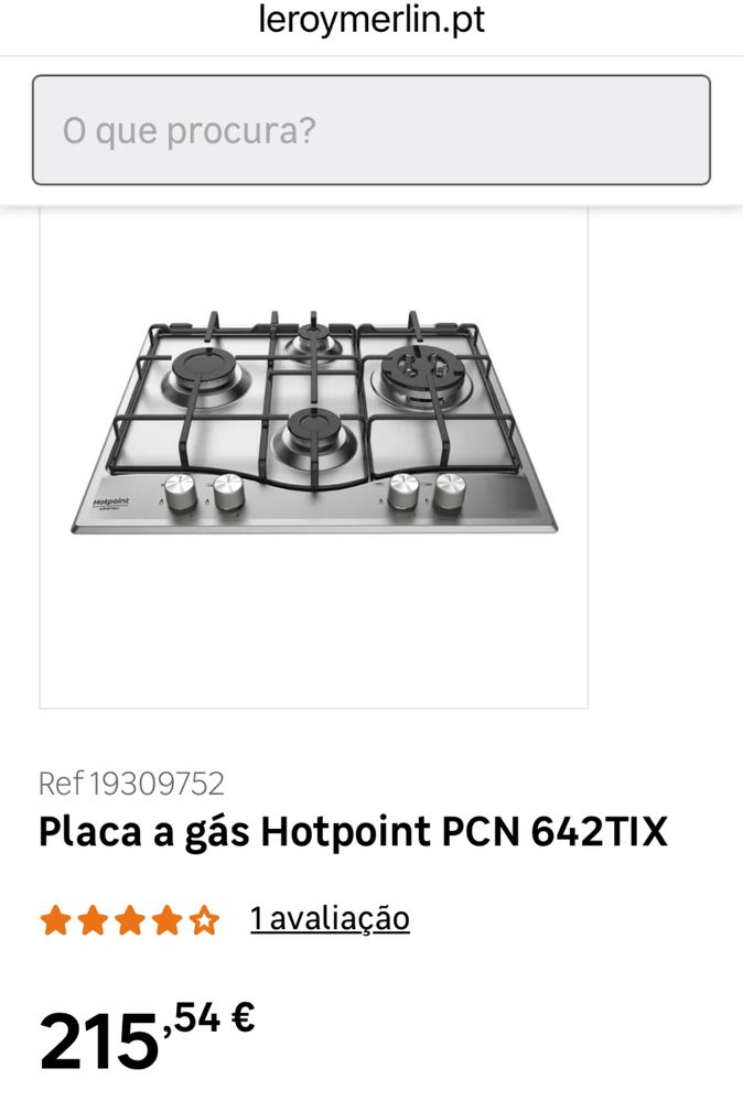 Placa de forno a gás Ariston - Hotpoint