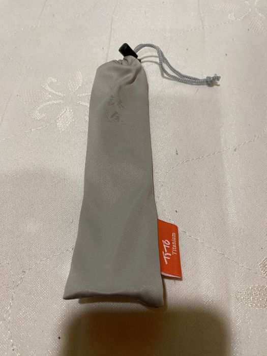 Титанова ложка-виделка туристична з мішечком для зберігання