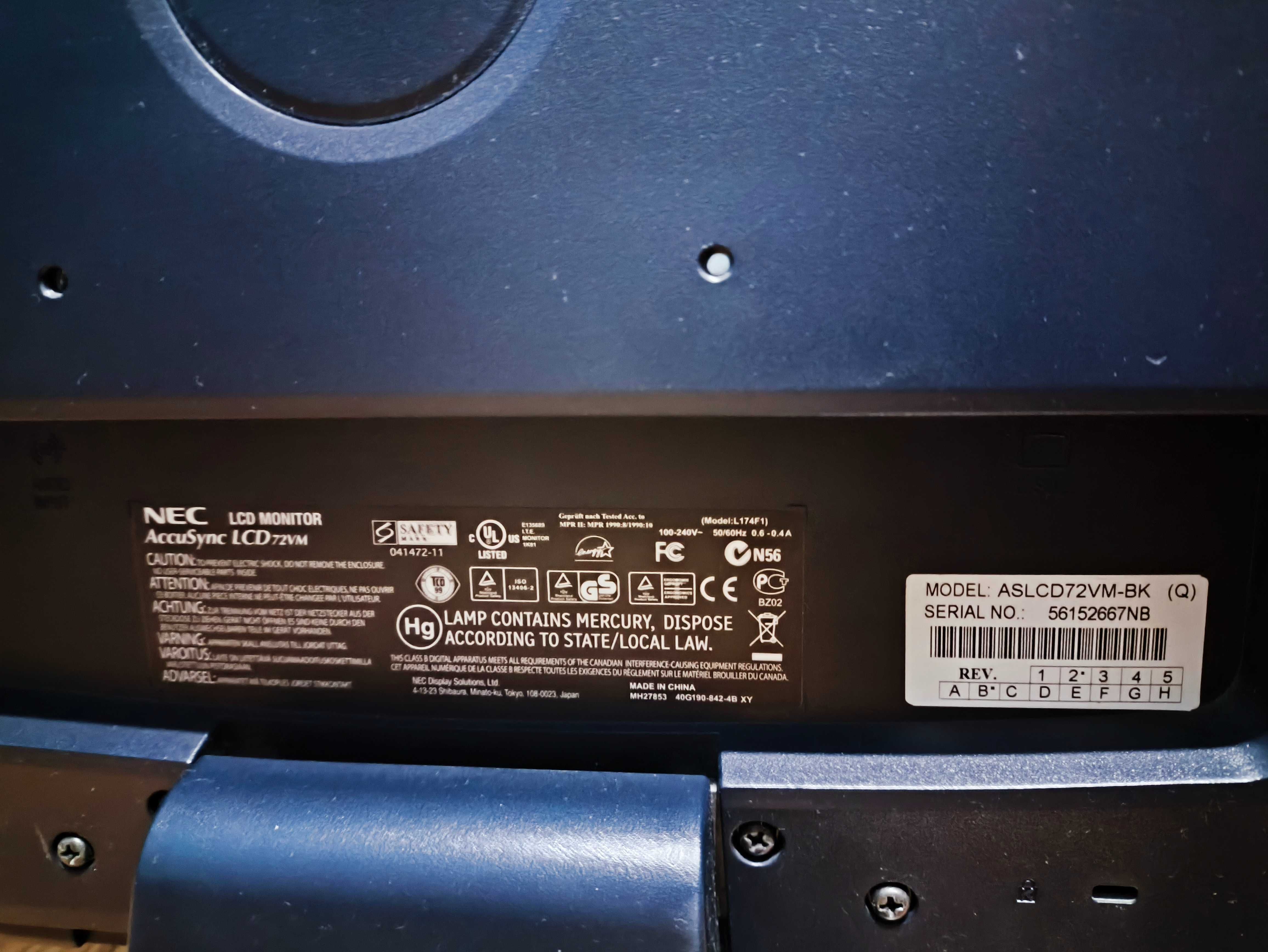 Monitor Mini Retro NEC AccuSync LCD 72VM