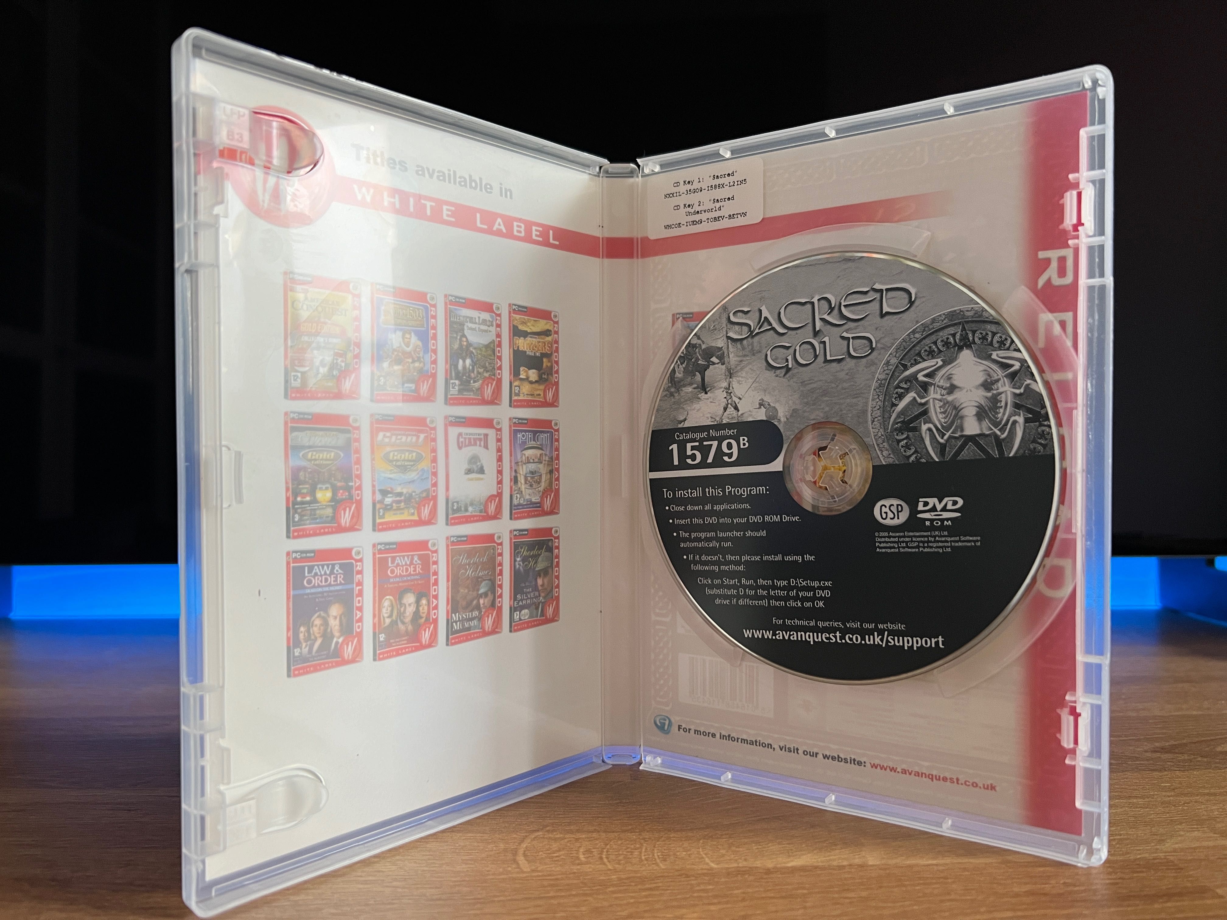 Sacred Gold gra (PC EN 2005) DVD BOX White Label Reload