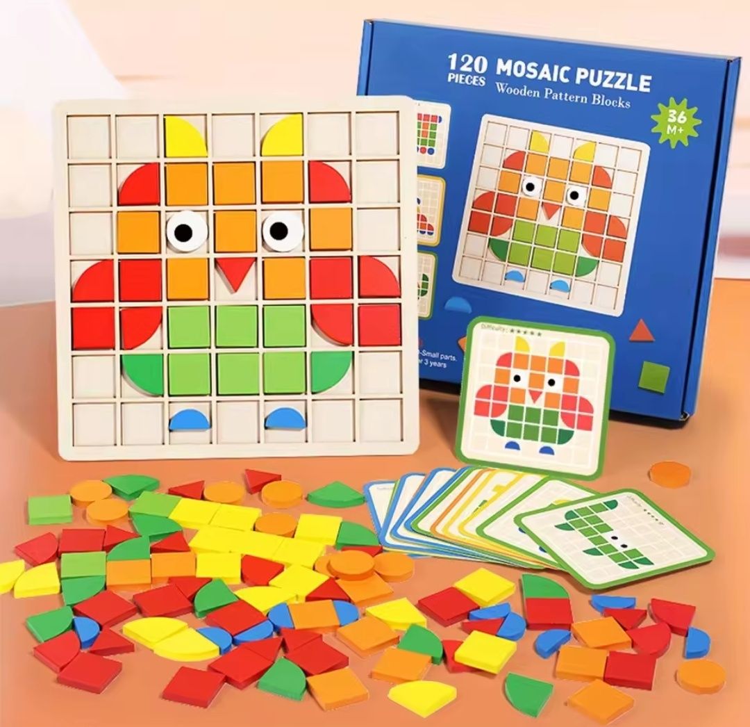 Montessori, mozaika, puzzle