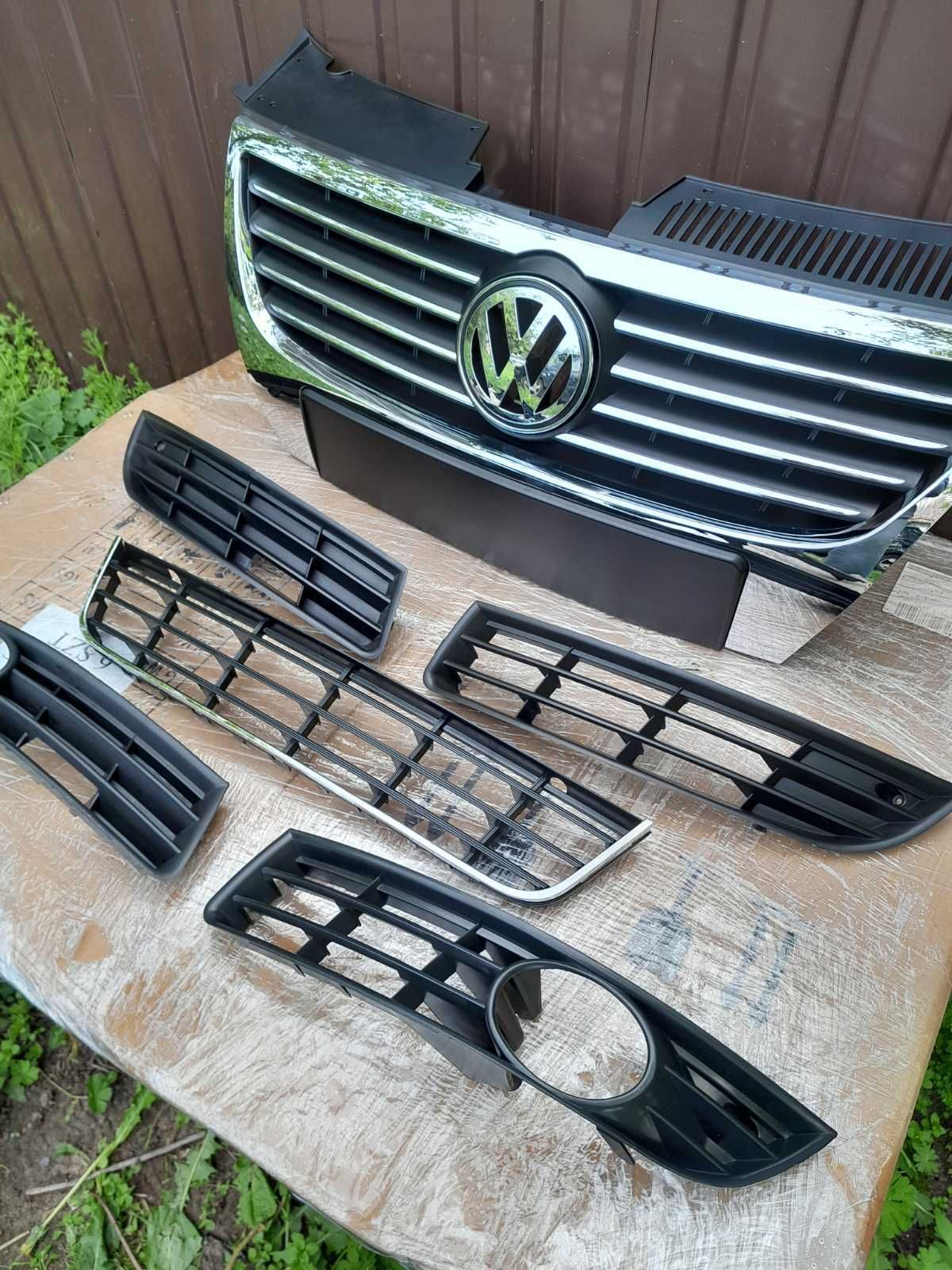Решітка передня бампера Passat b6 решетка передняя хром пасат Б6