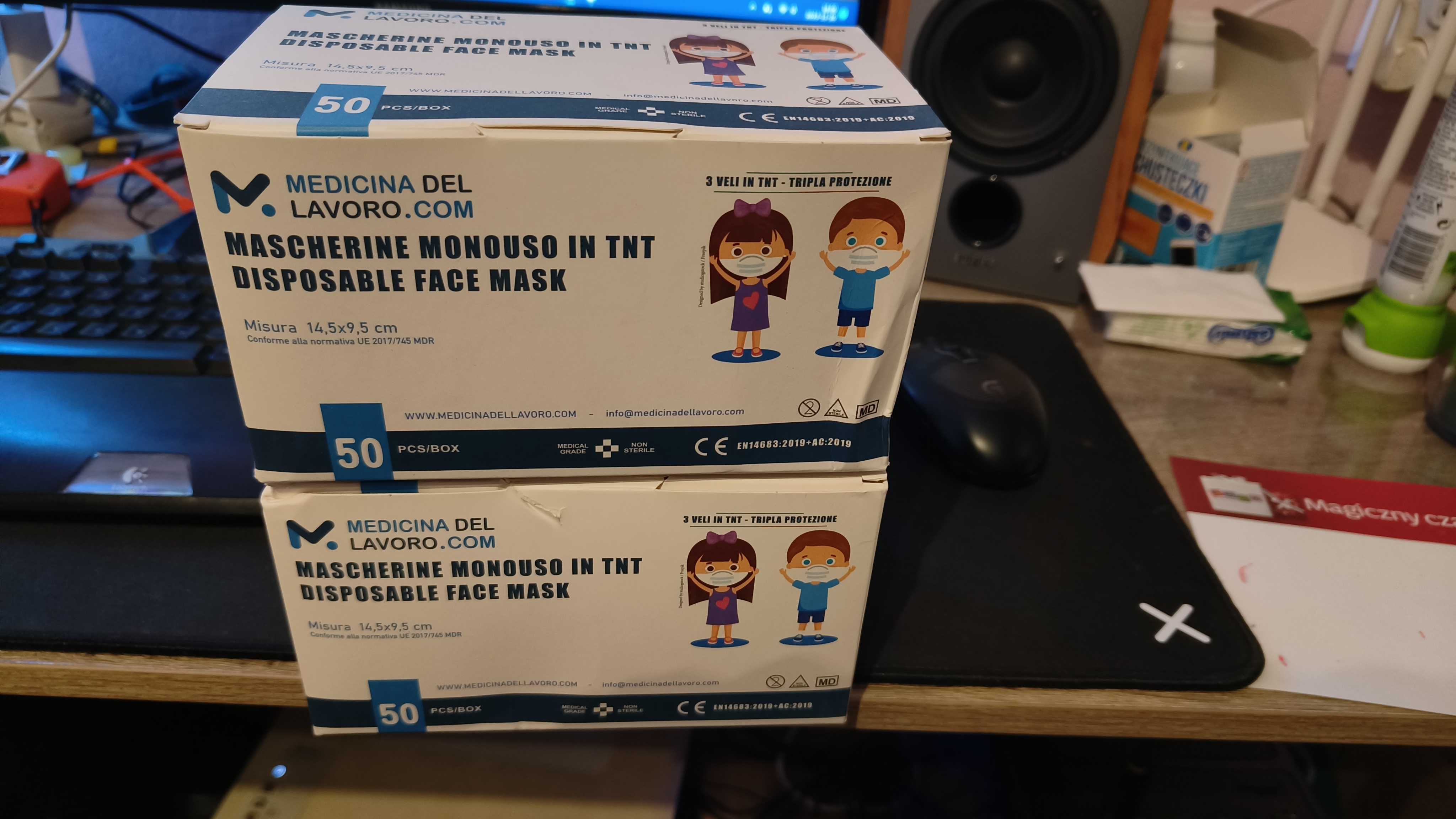 Opakowanie 50 sztuk maseczek do ust i nosa dla dzieci wzory