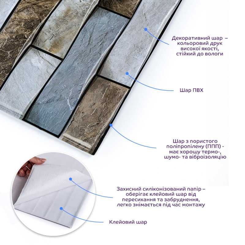 Декоративна ПВХ плитка на самоклейці 300х300х5мм, ціна за 1 шт.