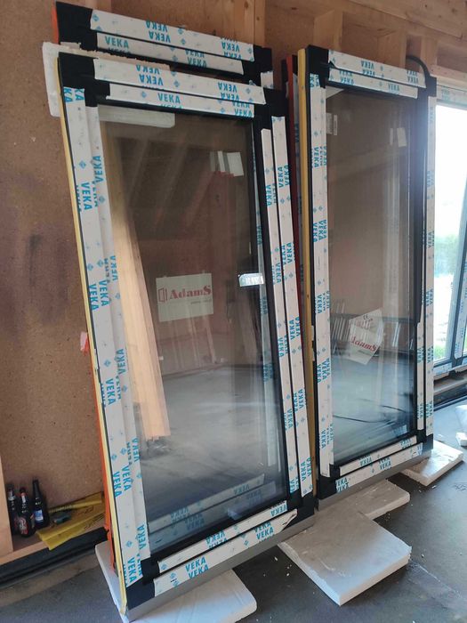Okno Balkonowe PCV PVC VEKA SL82 1000 x 2300 Jet Black Czarne