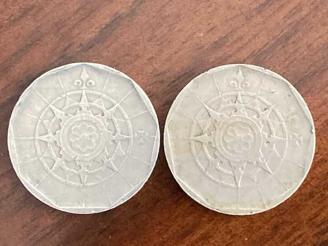 Moedas de 20 escudos (20$00), cuproníquel, entre 1987 e 1999
