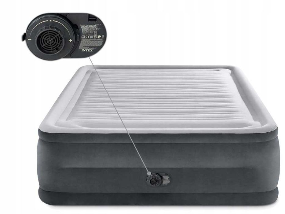 Materac Intex 64418ND dwuosobowy samopompujący 152x201x56 cm szary